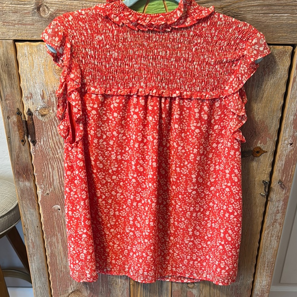 Anthropologie Pleione ruffled babydoll blouse sz M, breezy, cool, flowy - Picture 8 of 14